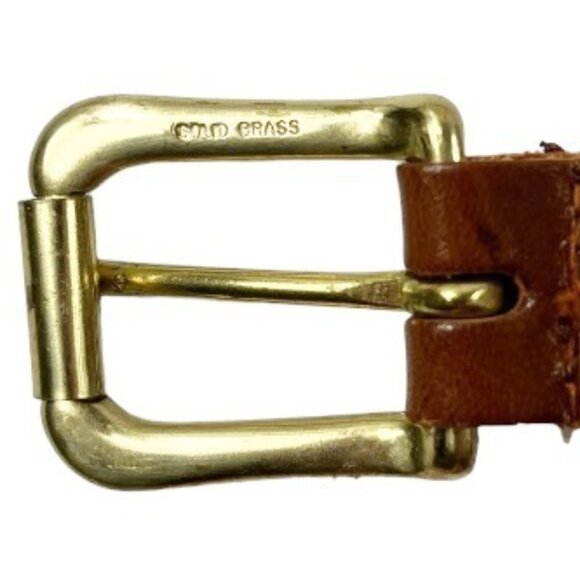 Vintage Liz Claiborne Brown Leather Braided Belt Solid Brass Buckle Size Small - Picture 4 of 11